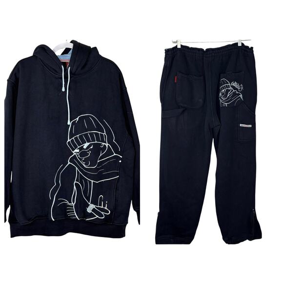 Vtg Southpole Men’s Y2K Tracksuit Hoodie Sweatpants Set Baggy BBoy Blue Size L - Picture 1 of 11